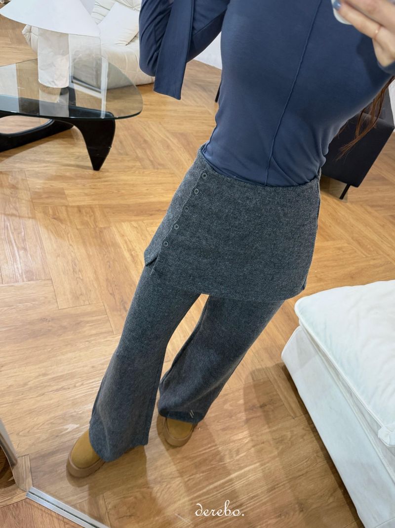 Layered skirt long knit pants