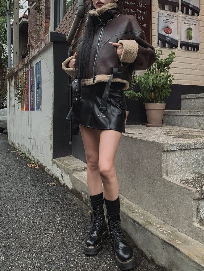 Hayes Leather Pocket Flare Skirt