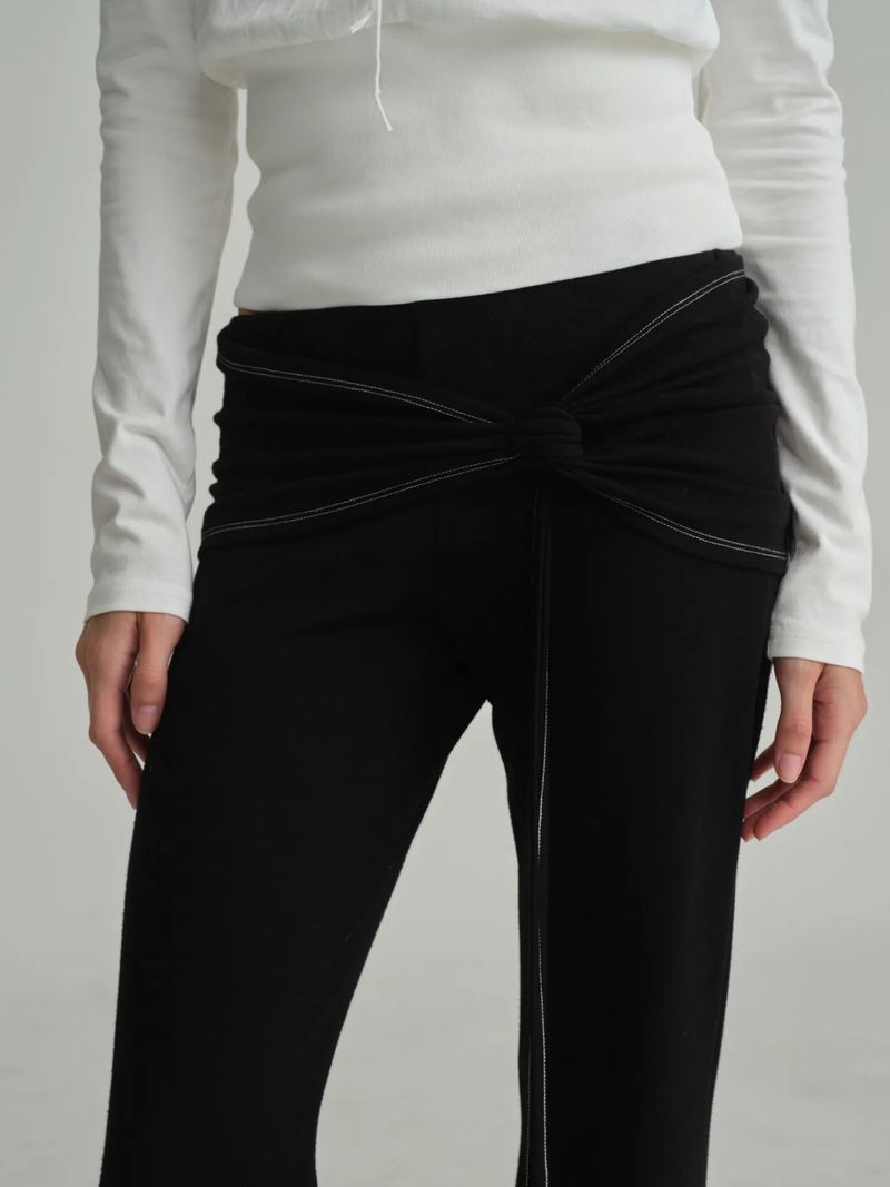 Ballet studio flare line pants, Black