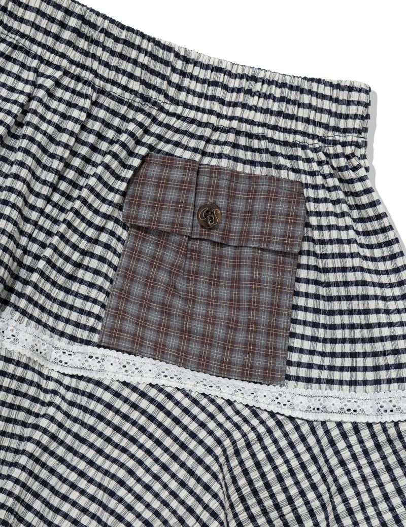 CANCAN CHECKERED MIX SKIRT(NAVY)
