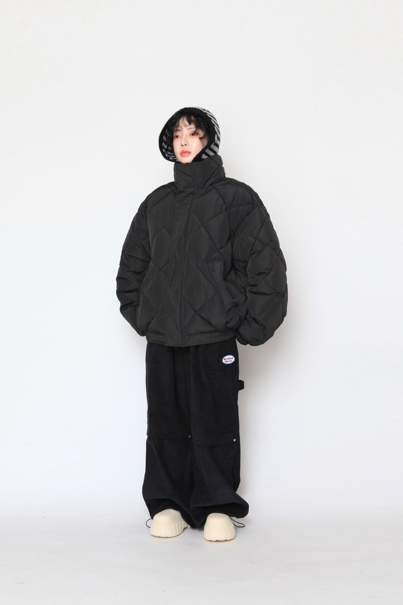 high-neck quilting padded jumper