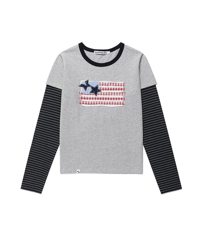 OLD GRORY RINGER LAYERED LS TEE GREY(CV2GFFT558A)
