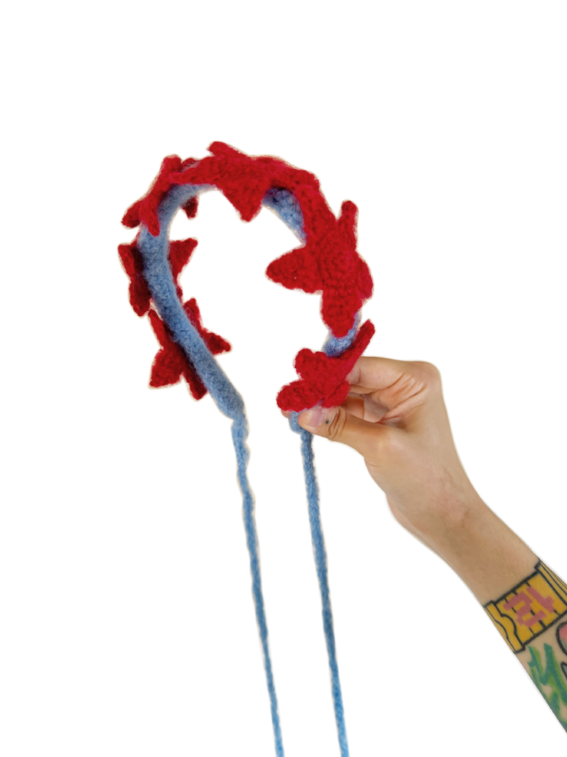 Crochet Star Hairband with Long Braids & Dangling Stars