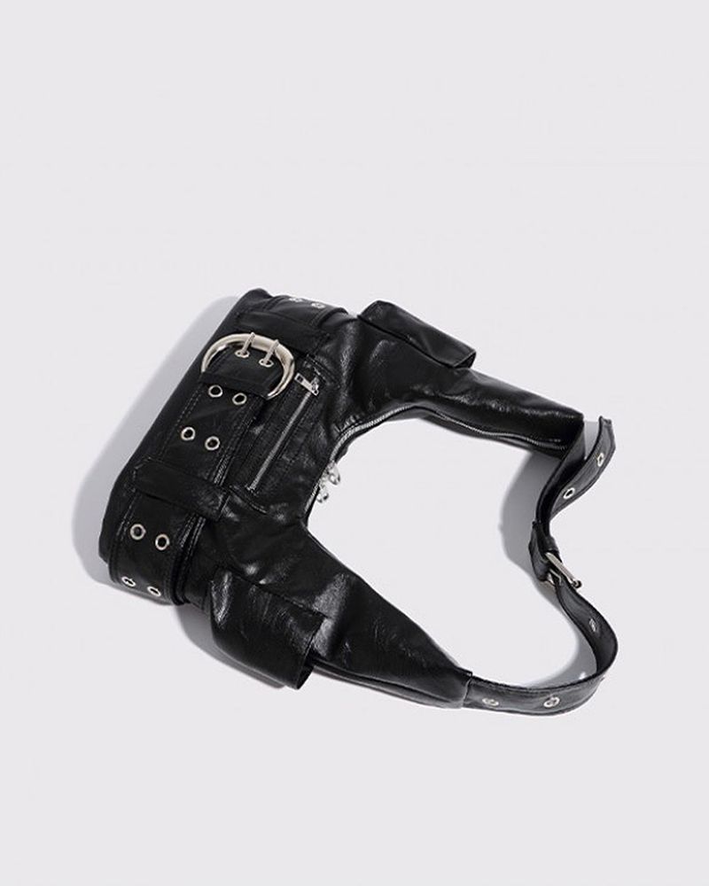 Big Buckle Pocket Punching Shoulder Bag