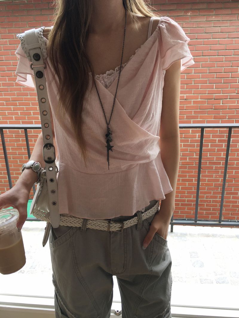 Dining wrap frill blouse