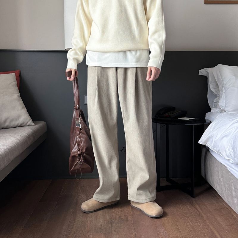 LMN Kubo One Tuck Corduroy Wide Pants (7 colors)