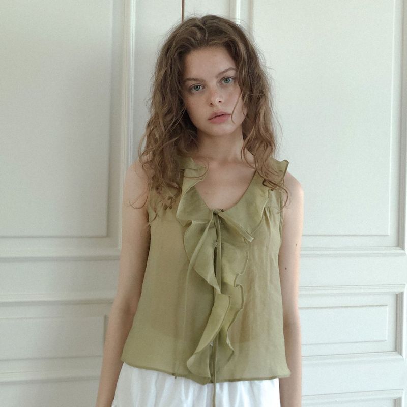delidi（ディライディ）の「Passionate ruffle blouse (yellow green)（Tops）」