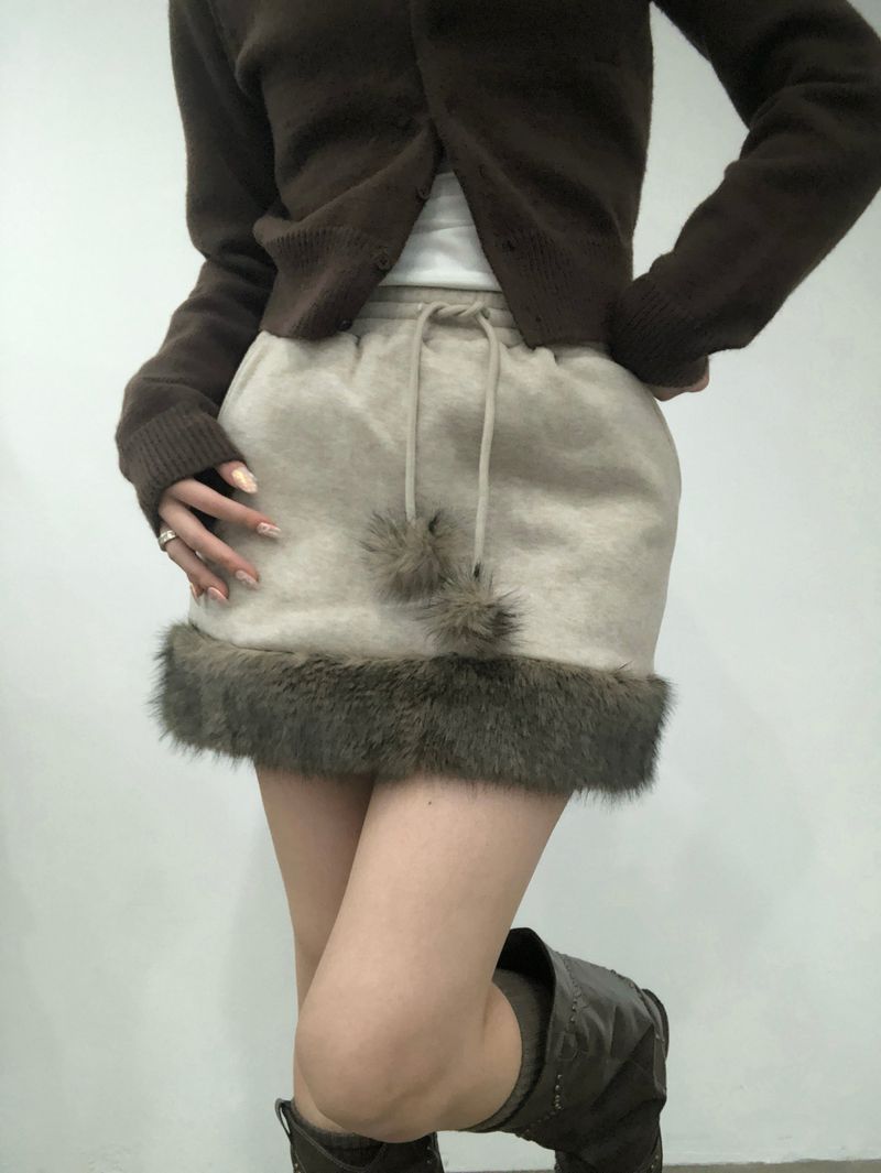 Soft Fur Brown Sweat Skirt