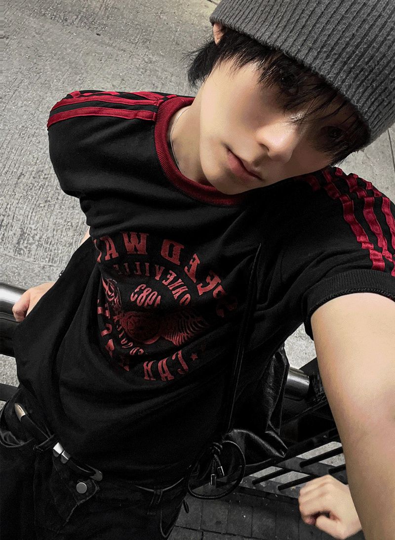 Printing Ringer Track Short Sleeve T-shirt