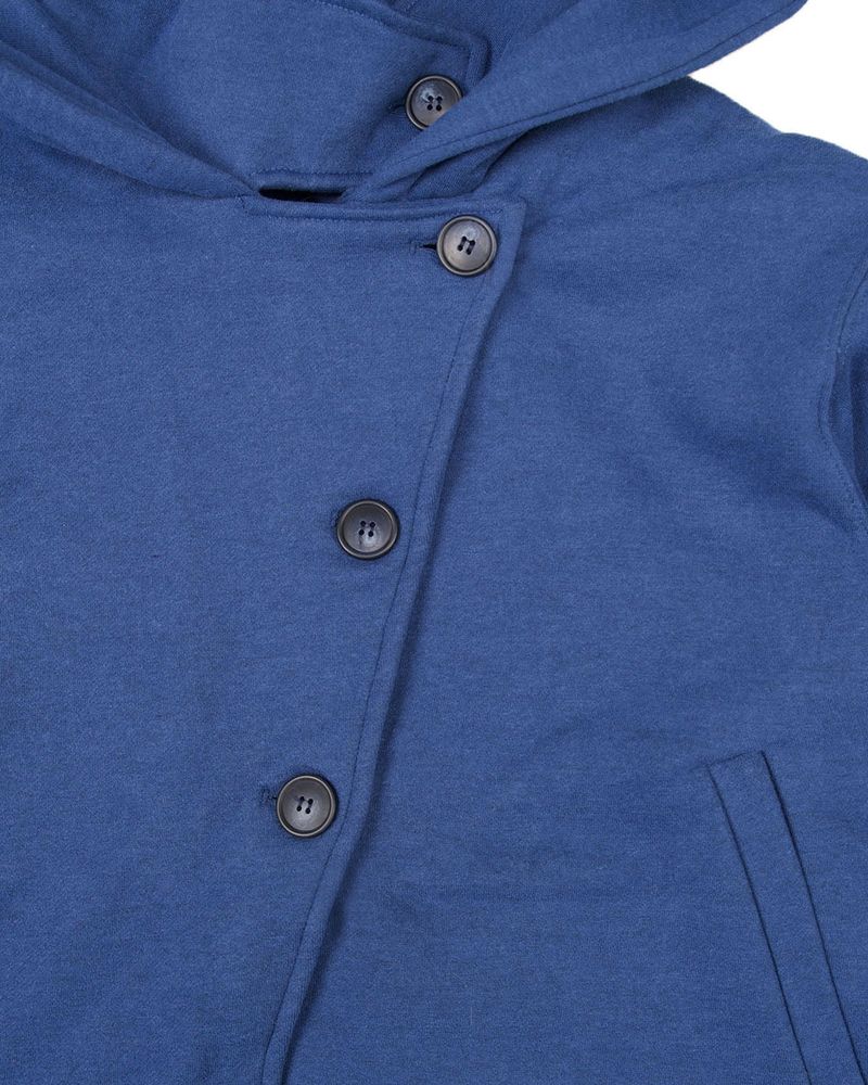 HIGH NECK HOOD ZIP UP BLUE