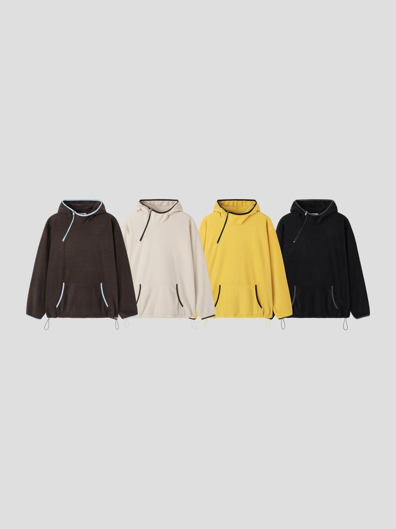 Foil fleece diagonal half-zip 4C