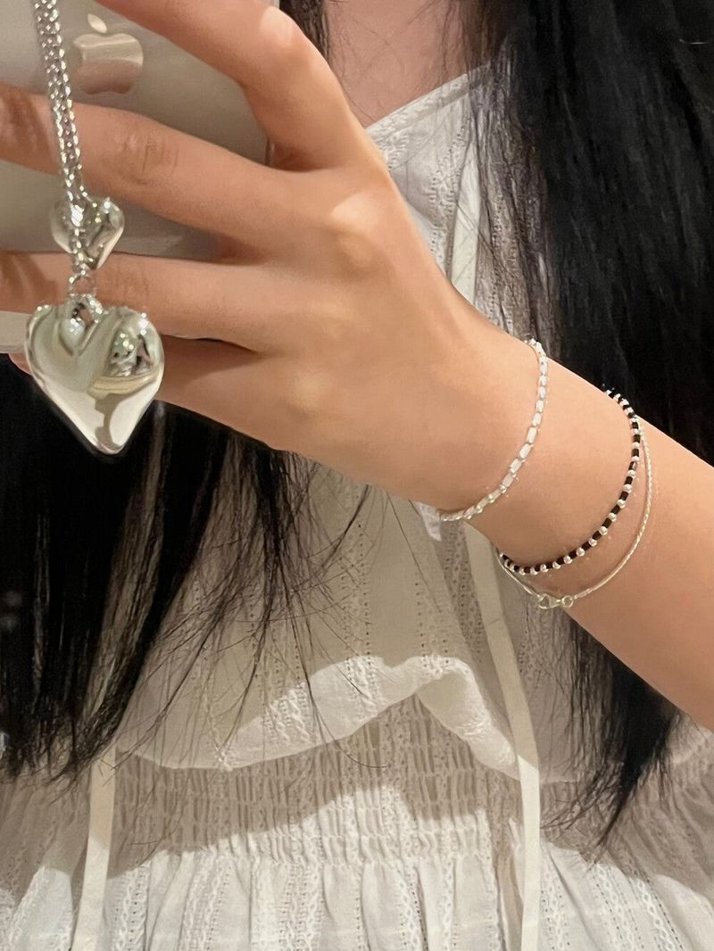 (silver925) Square beads bracelet *3color