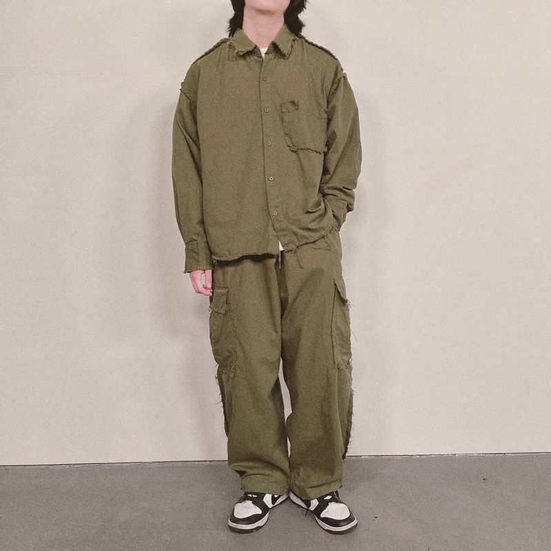 grunge plain shirt_khaki
