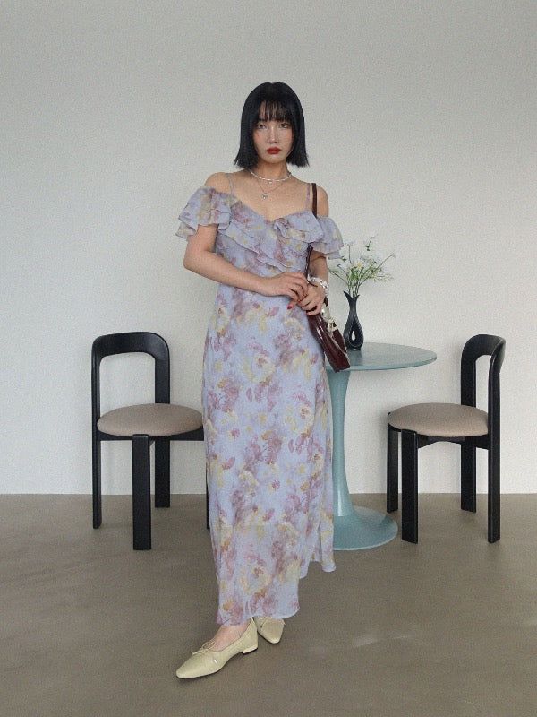 VIVIC（ビビク）の「LILAC VEIL RUFFLE LONG DRESS（Dresses）」