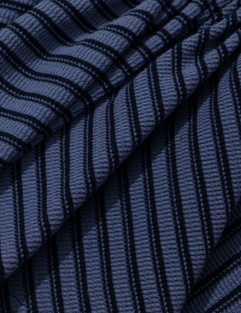 STRIPE SHIRRING FLARE TOP(BLUE)