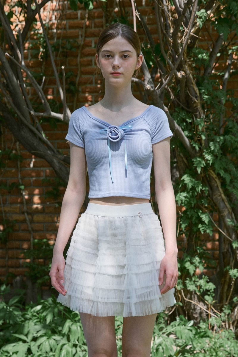 ROSETTE SHIRRING TOP (2 COLORS)