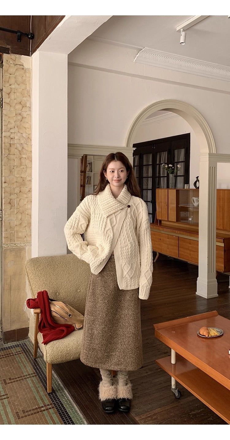 Wool Flow Warm Knit Cardigan