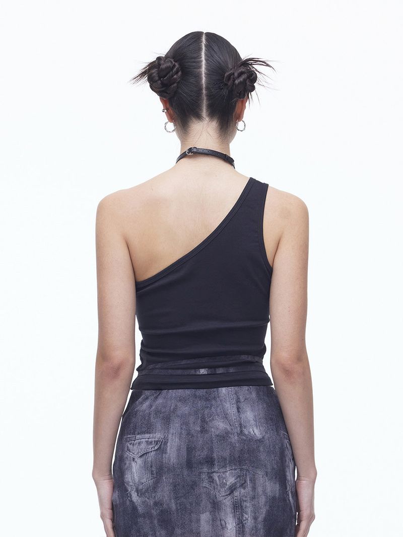 Unbalance Cut-out Sleeveless T(BK)