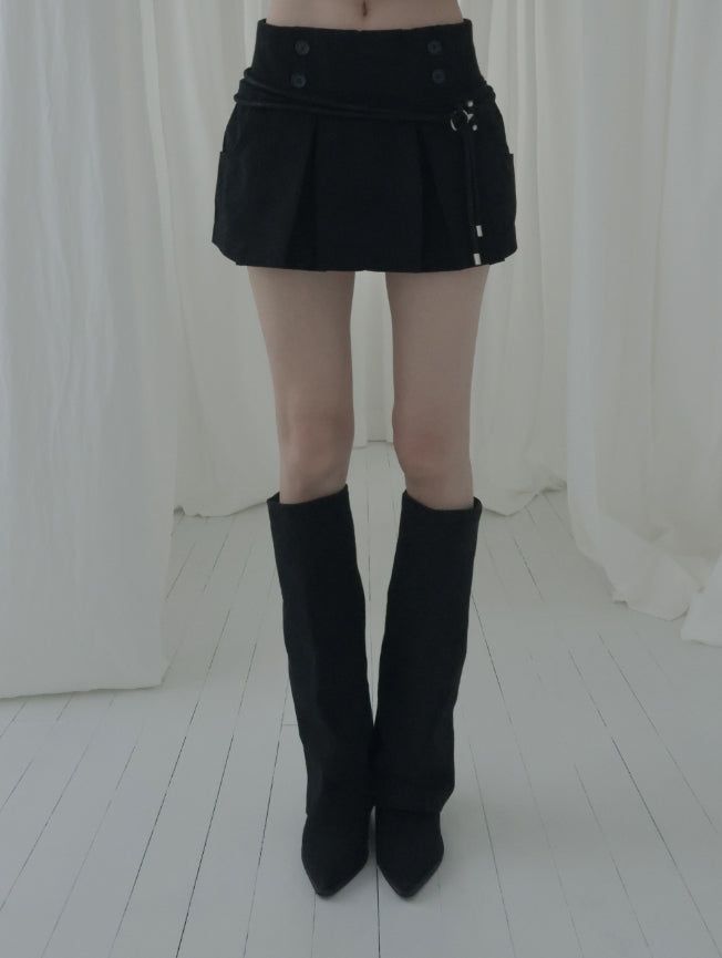 Bowty Pleated Button Skirt Pants