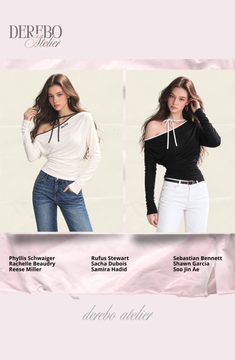 One open-shoulder halter strap long-sleeve tee 