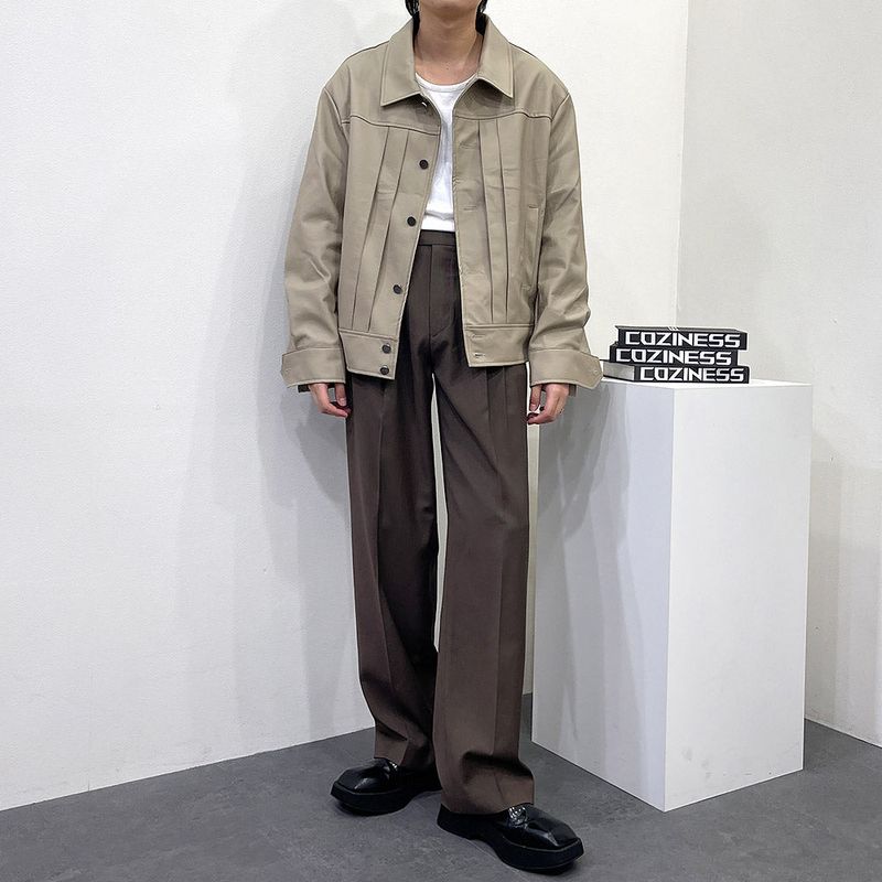 EV leather pin tuck jacket (3 colors)