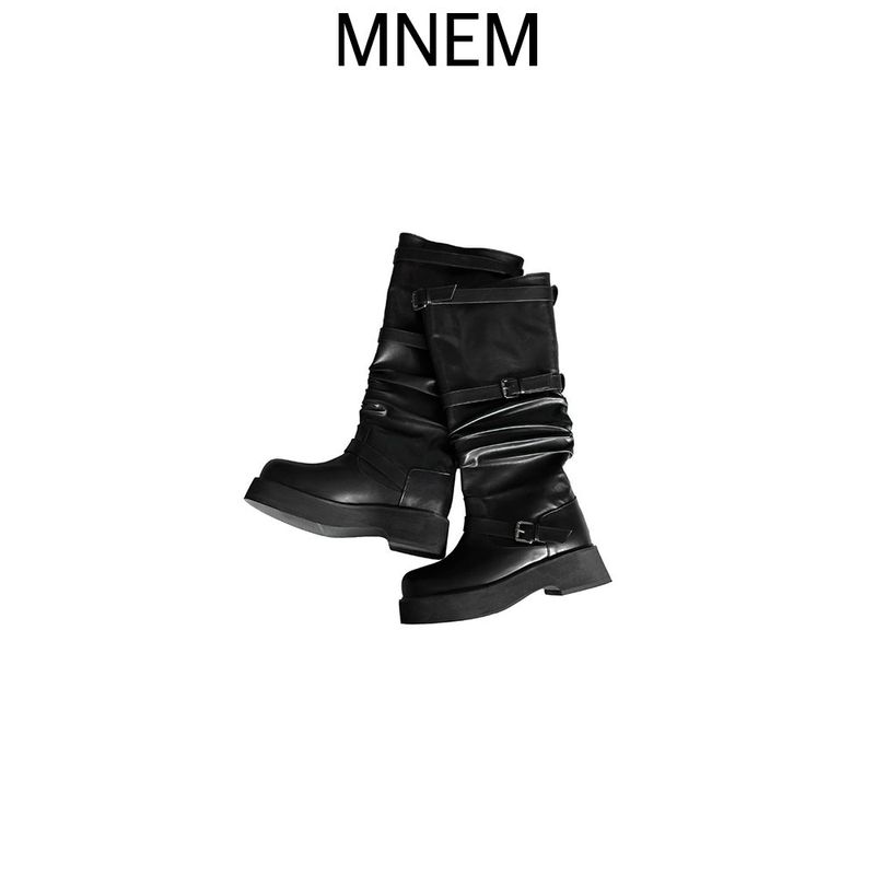 mnem（ムネム）の「1201 Belted Platform Long Boots (5cm)（Shoes）」