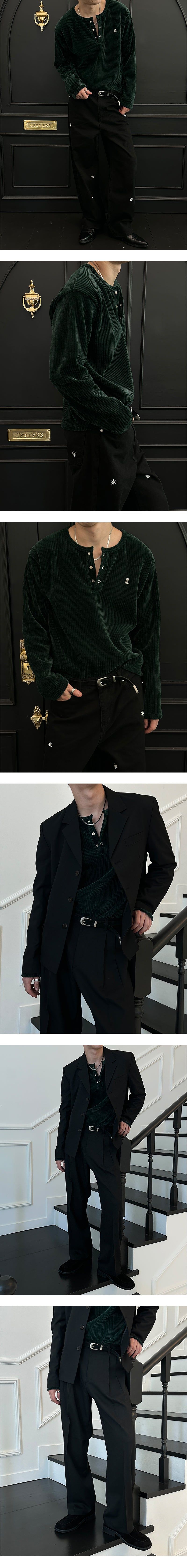 [MADE] Velvet golgi henry neck knit sleeves(3color)