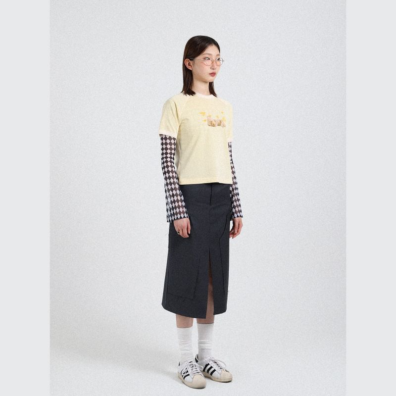 アートワークラグランショートスリーブTシャツ (イエロー)