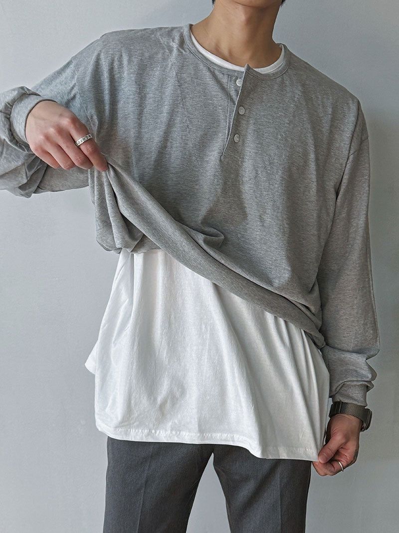 ASCLO（エジュクロ）の「ASCLO レイヤードヘンリーネックTシャツ (3color)（トップス）」