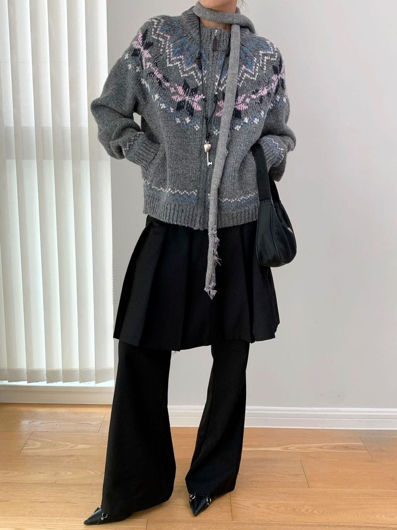 Fake Pleats Skirt Casual Pants