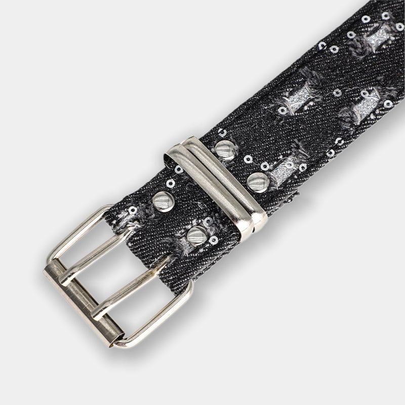 Denim Star Eyelet Double Belt