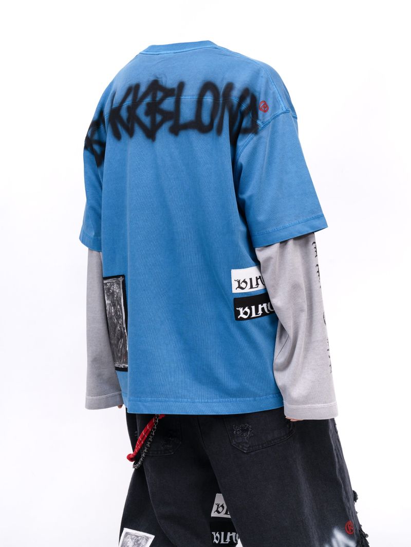 カオス パッチ ピグメント Tシャツ (オーシャンブルー)