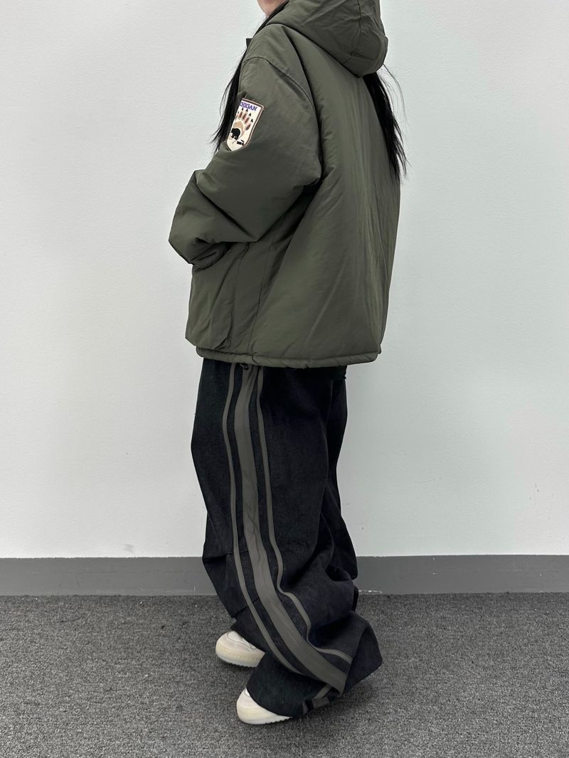 media track denim pants