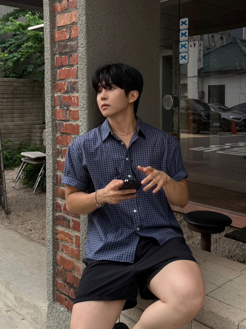 Ray crop checkered short-sleeved shirt