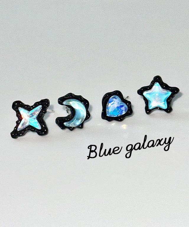 ブルーハートスパークムーンスターピアス 4Set 