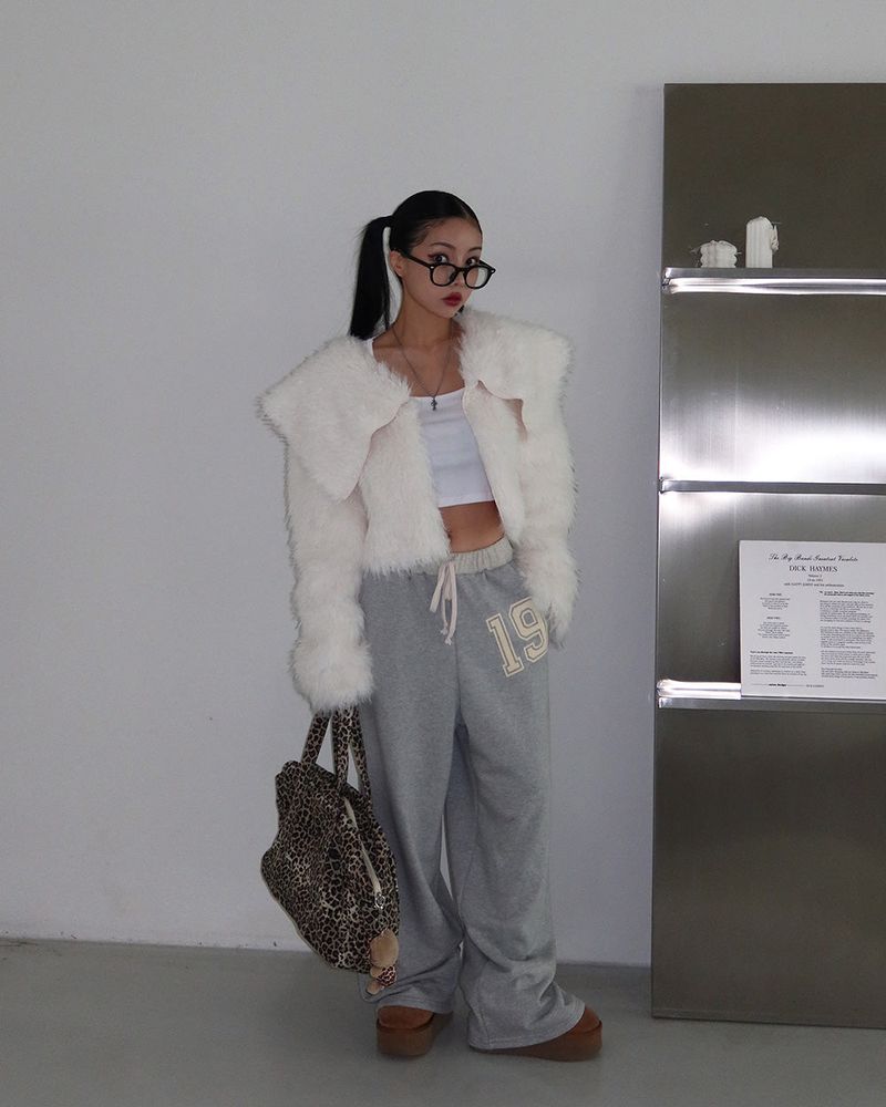 Renew Big Collar Cropped Fur Jacket