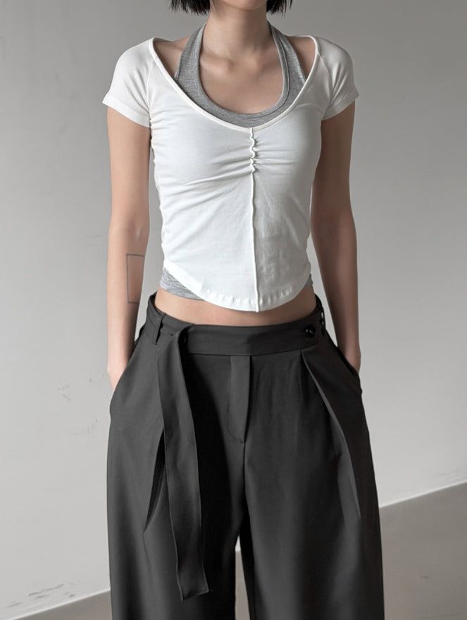 Ete Deep V-Neck Shirred Tee