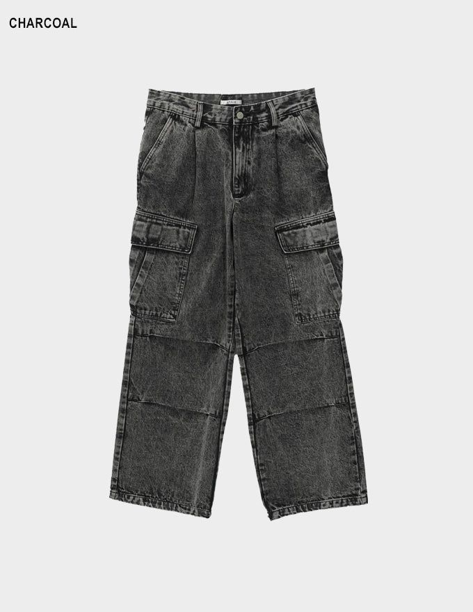 Ness pigment cargo denim pants