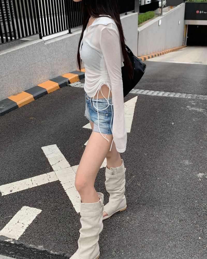 Side string button hoodie