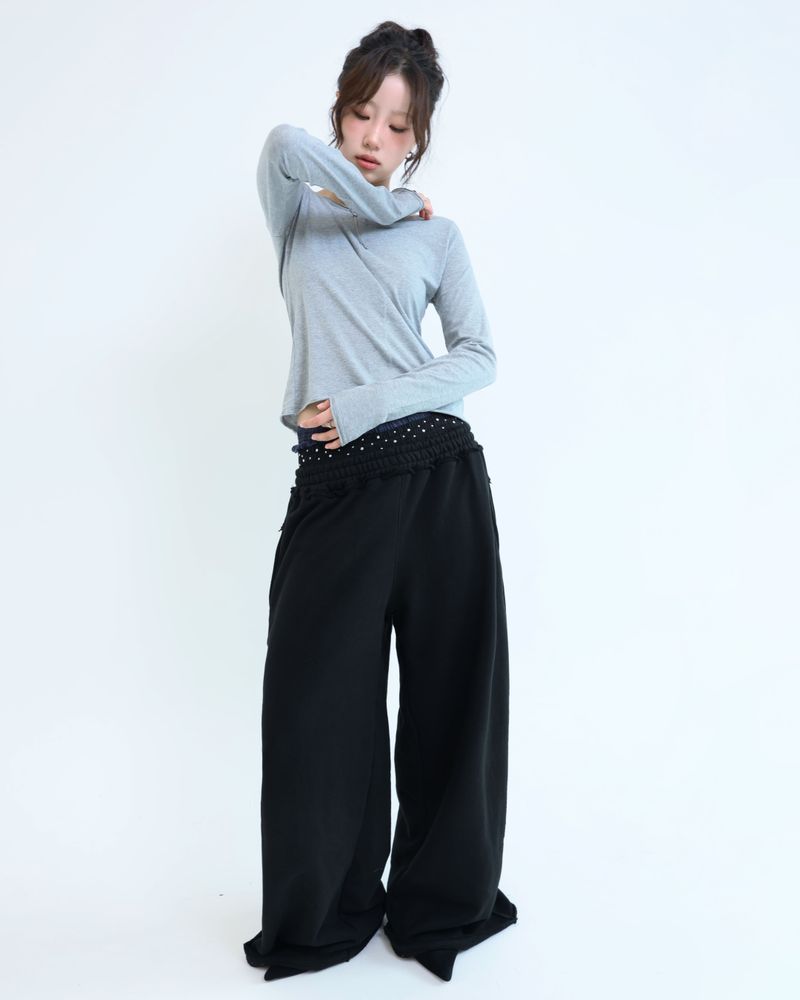 Stud underwear sweatpants - Black
