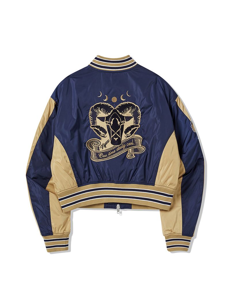 OVIS COLOR BLOCK BOMBER JACKET (NAVY)