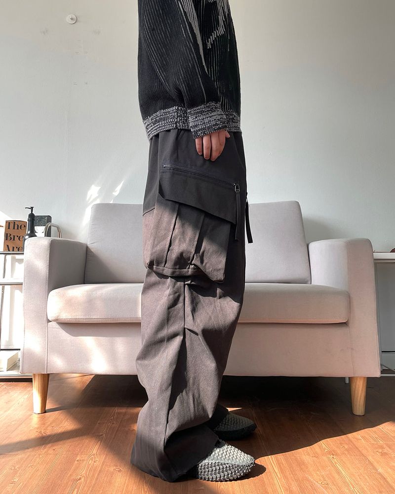 Zipper Big Cargo Cotton Pants