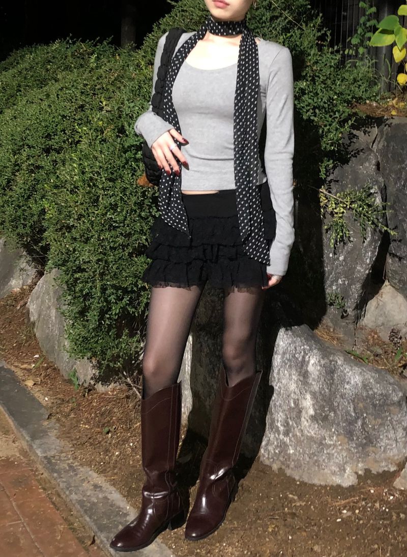Dot Scarf Set T-Shirt (2colors)
