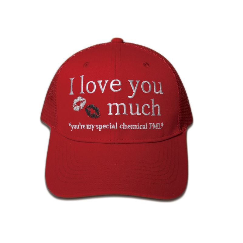 neversaynever®︎（ネバーセイネバー）の「アイラブユー××マッチメッシュキャップ レッド（帽子）」