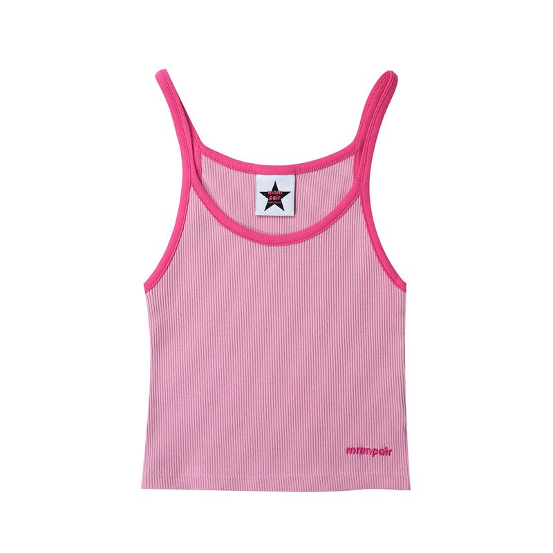 MNMPAIR(ミニマルペア)の「RIB SLEVELESS PINK(Tops)」