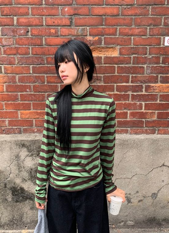 BAON（バオン）の「アネバ ストライプ ポーラー ロング スリーブ ティー（トップス）」