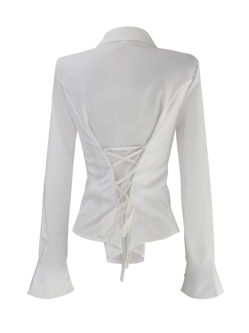back corset cuff shirt (2color)