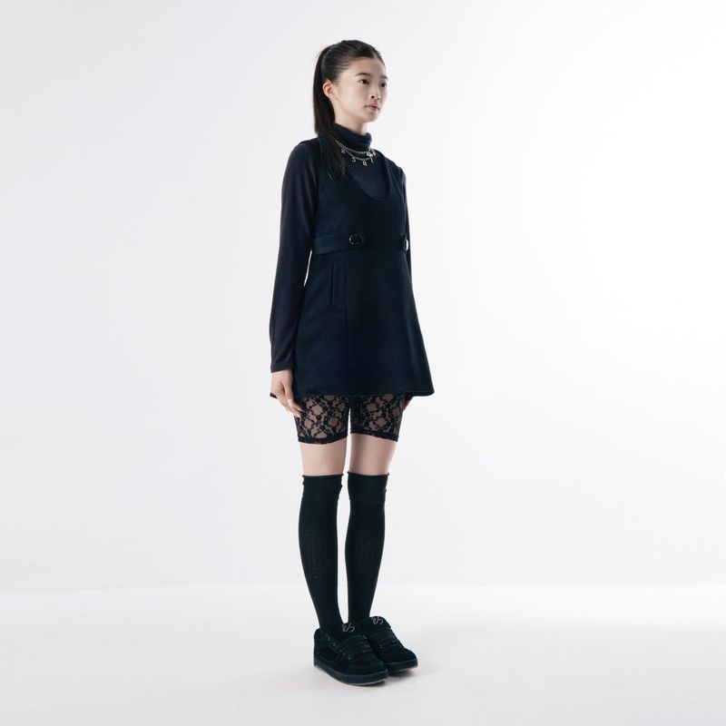 Wool button mini dress 001