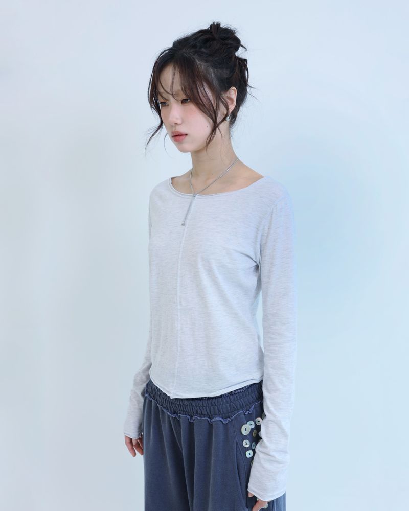 Stitched T-shirt - Oatmeal White