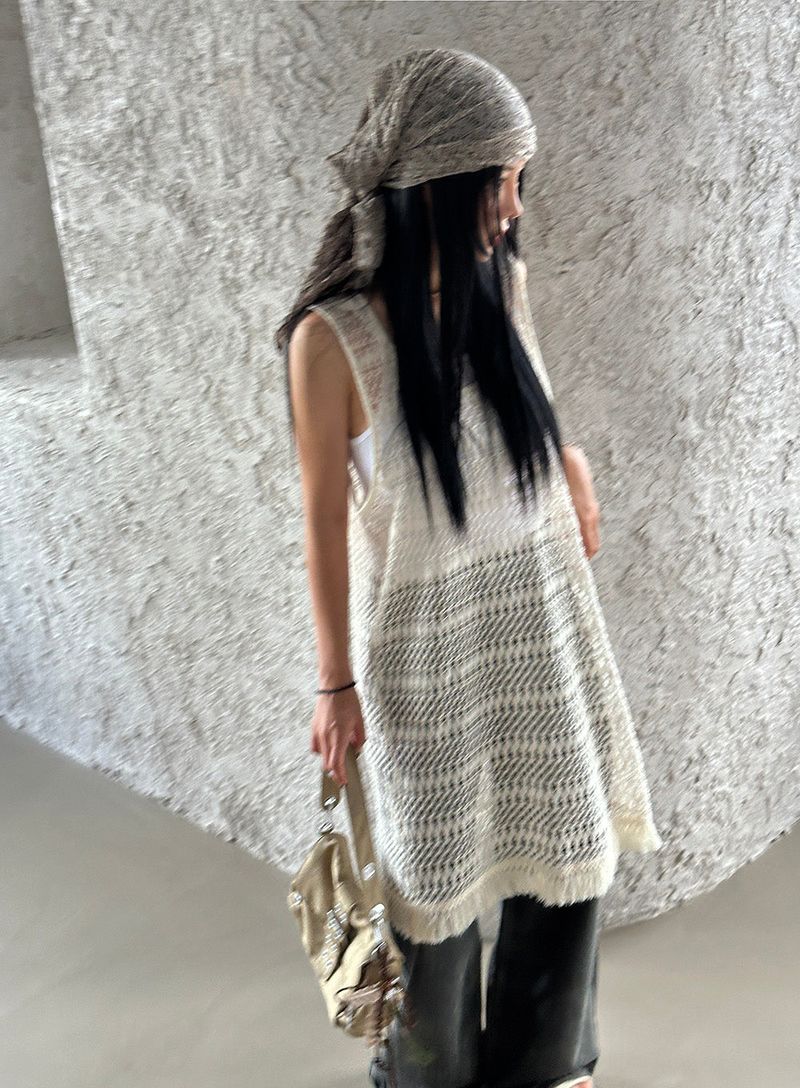 Fringe Mesh Crochet Layered Dress